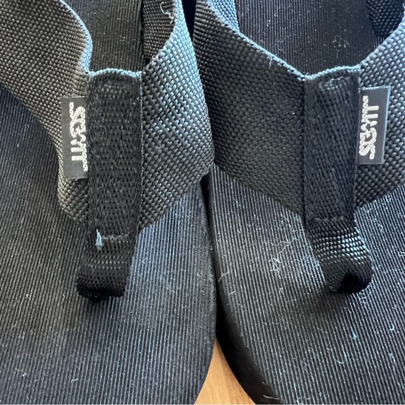 Scott Hawaii Black Platform Flip Flops Sandals Wedge Size 7 - Picture 2 of 4